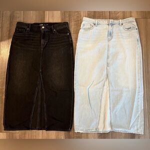 SET OF 2 Old Navy Mid-Rise Jean Maxi Skirts, Size 10